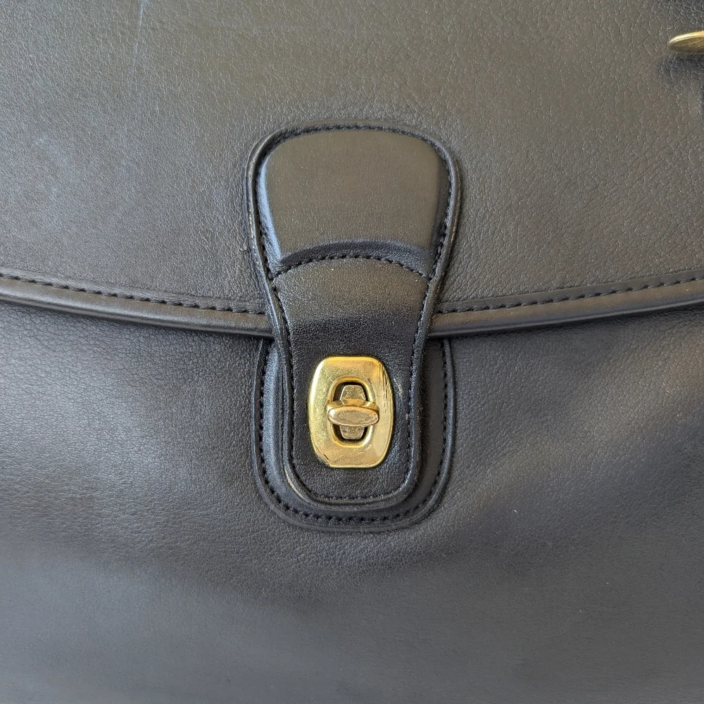 Coach Vintage Lenox Black Leather Briefcase with Gold Accents - Picture 6 of 16